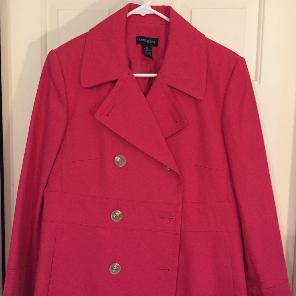 Ann Taylor double-breasted short trench coat.